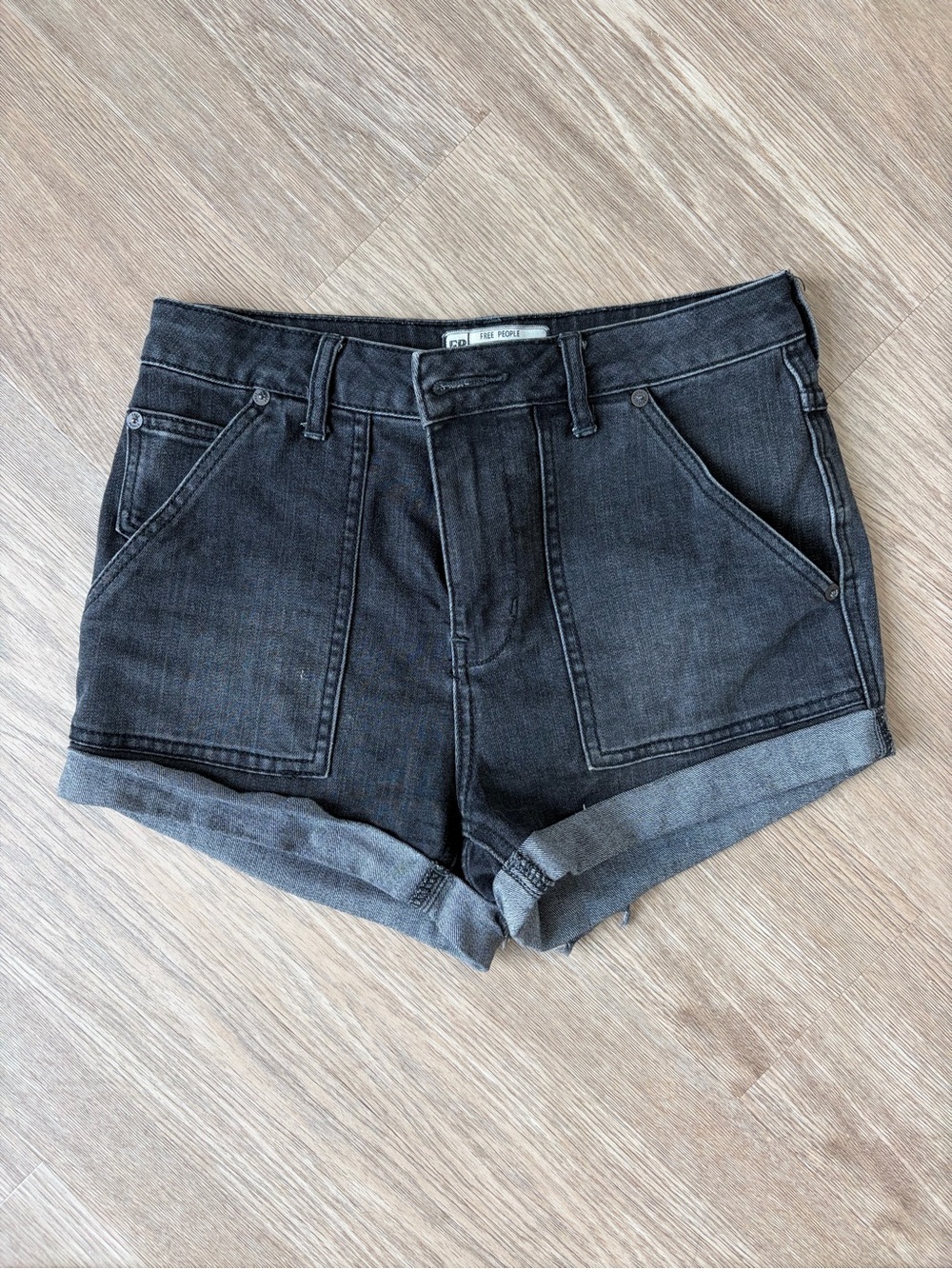 Free People High-Rise Black Denim Shorts